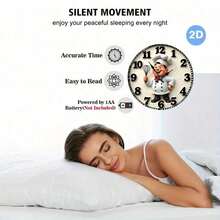 Happy Chef Wall Clock - Wooden Silent No Ticking, Fun Chef Design, Large Black Numbers With Beige Background, Suitable Kitchen, Living Room, Bedroom, Office Decoration - Valentine's Day (Batteries Not Included), Easy-To-Read Digital Wall Clock - 黑色 - 查看 4