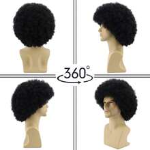 Afro Wig For Men - Curly 80s Disco Hair, Perfect For Men's Disco Outfits In The 70s, Black Color - Black - View 5