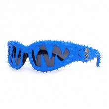 1 Pc Steampunk Fashion  Personality Small Frame Sunglasses Handcrafted Black Resin Tooth Skull Gelcoat Sunglasses - Hộp sọ răng bằng nhựa vinyl màu đen và đỏ sáng - Xem 3