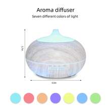 550ml Wood Grain Essential Oil Diffuser  Comes With Remote, 6 Oils & 7 Color LED Mood Light - trắng - Xem 3