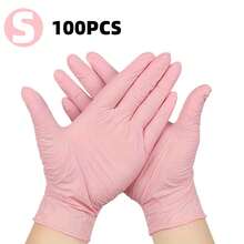 100只/包 一次性粉色丁腈手套，适用于家庭卫生和清洁，可重复使用，无粉，无乳胶，柔软舒适，采用优质丁腈材料制成，适合家庭和专业清洁人员使用（袋装） - 粉色 - 查看 12