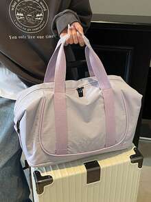 Expandable Large-Capacity Travel Bag For Women, Versatile Handheld/Crossbody Gym & Short Trip Luggage Bag With Multiple Colors - Purple - View 2