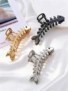 3个极简金属鱼骨发夹，高端发爪，适用于马尾辫、后脑勺半丸子头，适合日常、派对、节日、假日、生日、情人节、感恩节、复活节、母亲节等场合，创意礼物 - 彩色 - 查看 7