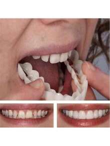 1 Set Of Comfortable & Snug Cosmetic Dentures, Includes Upper & Lower Teeth, Providing A Confident Smile Experience. The Veneers Dentures Bring A Radiant Smile. - Multicolor - View 3