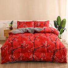 1pc Printed Thick Quilt, Reversible, Soft And Comfortable