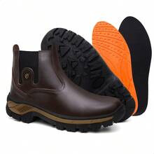 Men's Waterproof Leather Boot, Combat Boot, Comfortable Gel Insole - Coffee - View 3