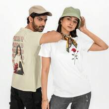 Santa Teresinha Unisex Cotton T-Shirt Comfort And Faith Unisex Blouse - 黑色 - 查看 4