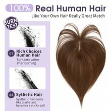 5x9cm Human Hair Topper Hair Piece Top Base Middle Part With Bangs 10 Colors Available For Women Hair Loss Or Bangs HairStyle - S4 - 查看 3