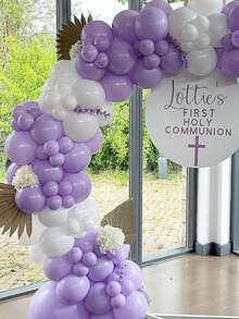 132pcs Purple Balloon Garland Arch Kit Elegant Wedding Balloons Engagement Decoration Baby Shower Adult Birthday Party Baptism Christening - As Picture - View 6