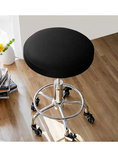 1pc/4pcs Solid Color Removable Elastic Milk Silk Round Stool Covers, Modern Style 4-Season Anti-Dust High-End Bar Stool Slipcovers, Dustproof And Wear-Resistant,Suitable For Home