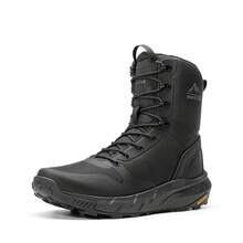 Men's Military Tactical Boot Lightweight Comfortable Boots For Work All Day Side Zipper Motorcycle Combat Hiking Boots Metrostrike(8-9 Inches) - 黑色 - 查看 1