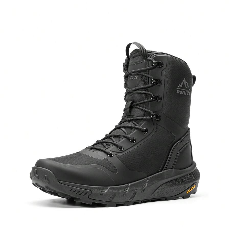 Men's Military Tactical Boot Lightweight Comfortable Boots For Work All Day Side Zipper Motorcycle Combat Hiking Boots Metrostrike(8-9 Inches) - 黑色 - 查看 1