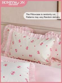 1pc Bow & Star Print Ruffle Pillow Cover (Pillow Insert Not Included), Unique Romantic Ins Style Decorative Throw Pillow Case, Suitable For Bedroom, Dorm, Sofa And Lounge Chair. Oeko-Tex Certified - Multicolor - View 2
