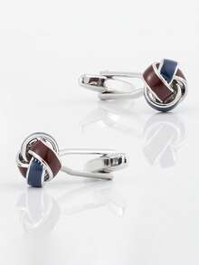 Navy Brown Oil Drip Twist Cufflinks For Men's French Cuff Shirts - Fashion - View 7