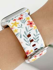 1pc Fashionable Floral Printed Silicone Watch Strap Compatible With Apple Watch Band Strap 38mm 40mm 41mm 42mm 44mm 45mm 49mm (S10 42)Mm (S10 46)Mm Women,British Country Style Soft Silicone Sports Watch Strap Bands Compatible With Iwatch Series 11 Ultra 3 SE3 Ultra 2 S10 SE2 9 8 7 SE 6 5 4 3 2 1 ,