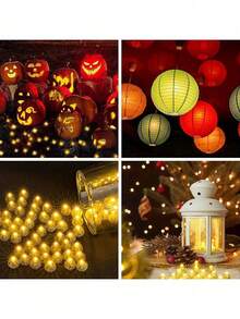 50pcs Mini LED Lights, Yellow Balloon Lights, Battery Powered Fairy Lights, Long Lasting Mini Light Bulbs, Round Flashing LED Lights For Paper Lanterns, Balloons, Party, Wedding, Bedroom, Garden, Christmas, Valentine's Day, Floral, DIY - Multicolor - View 7