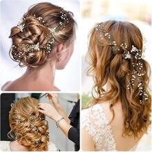 手工银质新娘头饰，镶嵌仿珍珠和水晶，适合搭配婚纱、伴娘、派对、舞会等场合。头链、发饰、发饰、女士珠宝、皇冠、头冠、头饰、女士发饰 - 彩色 - 查看 9