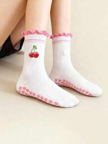 EU Size 36-43, 1 Pair/Women's Pilates Non-Slip Socks, Yoga Non-Slip Socks, Cute Ballet Non-Slip Sports Socks - Pink - View 4