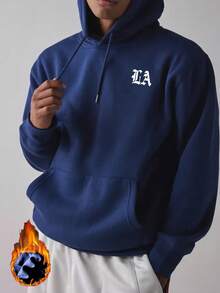 Sudadera con capucha holgada y casual con gráfico de alas en fuente gótica para hombre, otoño/invierno