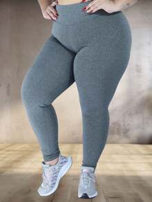 KIT 2 Plus Size Women's Leggings, Flannel, High Waist And Zero Transparency, From G1 To G5 - 棕灰色 - 查看 5