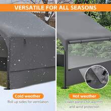Extra Large Outdoor Dog House Tent With 3-Sided Mesh Windows, Breathable Sun Rain Cover Pet Shelter With Canopy And Ground Stakes For Dogs, Cats, Livestock – 4' X 4' X 3.3', Gray - Xám - Xem 7