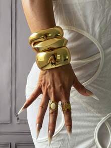 3件套/1件串珠手链，金色手链，宽手链，厚手链，手链套装，宽手链，女士手链，送她的礼物 - 金黃色 - 查看 8