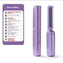 Rechargeable Mini Hair Straightener - Wireless Portable Travel Electric Comb, Suitable For Frizzy Hair, Smoothing, Available In Pink, Purple And Green - Suitable For Travel, Outdoor, Indoor, Convenient To Carry. The Perfect Gift For Women. - Multicolor - View 14