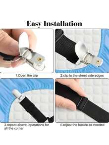 4 قطع مثبتات قابلة للتعديل للحفاظ على أغطية السرير - تثبت أركان الملاءة بإحكام، تمنع انزلاق الملاءة - متعدد الألوان - مشاهدة 6