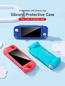 1个游戏机保护壳，防摔、防尘、防刮，增强握持感，符合人体工程学设计，适用于Lite机型，可爱的彩虹和爪印图案，包含2个摇杆帽 - 彩色 - 查看 4