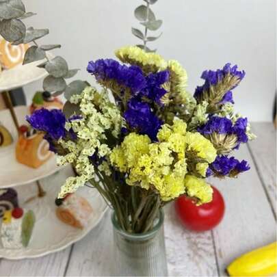 1 Bukiet kwiatów mieszanych, w tym gipsówka, eukaliptus, lawenda, naturalny bukiet roślinny do wazonu, ślub, bukiet ślubny, dekoracja domu/biura, impreza