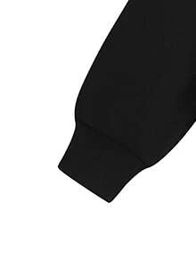 Women's Casual Fashionable Minimalist Outdoor Sports Sweatshirt And Pants Set, Autumn/Winter - Black - View 6