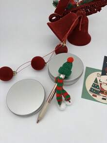 Mini bonnet tricoté et écharpe du Père Noël, petit costume de Noël pour stylo anamorphique DIY, décoration de fête de Noël, dîner. Stylo géométrique froissé, drôle, sensoriel, anti-stress, outil d'écriture à forme changeante