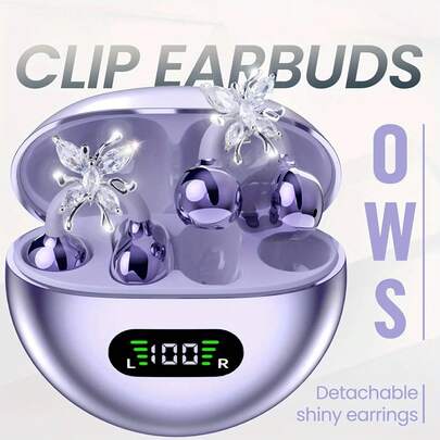  NEW SENYANG Wireless Open-Ear Headphones, New OWS Bluetooth Clip-On Earphones, Butterfly Earring Headphones, Pure Stereo Sound, Suitable For Sports/Outdoor And Multi-Scenarios, Wireless Earphones, Clip-On Earphones, Travel Earphones, Fashion Earphones, Gift, Holiday Gift For Girls & Women, Sports Earphones, Travel Wireless Earphones, Stereo Earphones, Fashion Aesthetics, Valentine's Day Gift