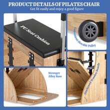 Premium Solid Wood Pilates Chair Studio-Quality Stability Chair Adjustable Split Pedal, 4 Medical-Grade Springs & 3-Level Handles​All-In-One Home Gym For Full-Body Workout, Rehab & Free Non-Slip Socks - White - View 7