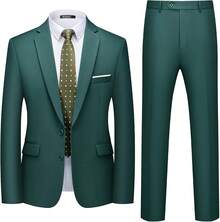 Men's 2 Piece Suits Two Button Pants Set Party,Wedding And BusinessChristmas CNPN - Màu xanh lá cây đậm - Xem 12