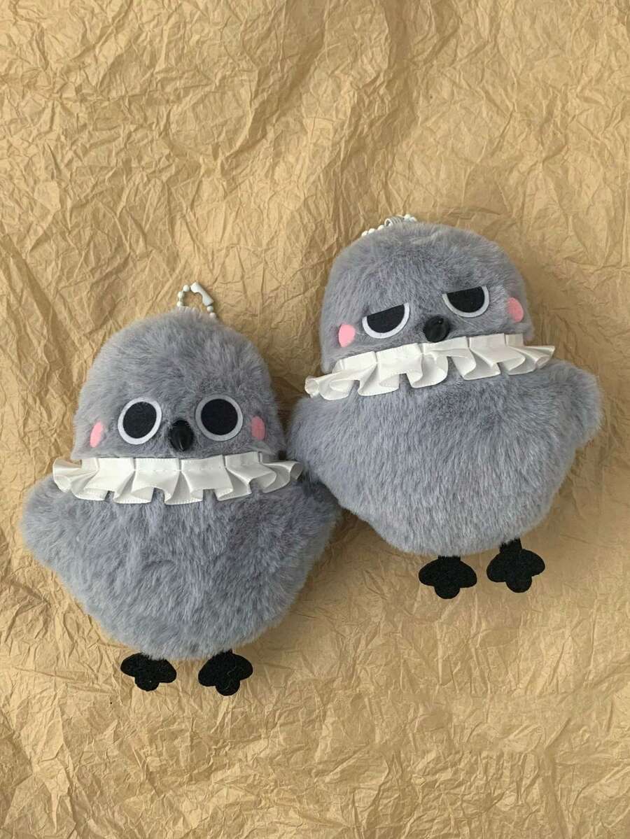2 件超可爱乌鸦和秦澈毛绒玩偶吊坠，梅菲斯特乌鸦和秦澈小猫挂饰 - 彩色 - 查看 1