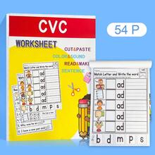 CVC Word Workbooks, Phonics Practice Worksheets For Preschool & Kindergarten Reading & Spelling, Cut & Paste, Read & Match, Fill Sound Activities, Preschool, Kindergarten, Classroom, Homeschool, Teacher Must-Haves, Reading & Spelling Learning Materials For Kids - Multicolor - View 16
