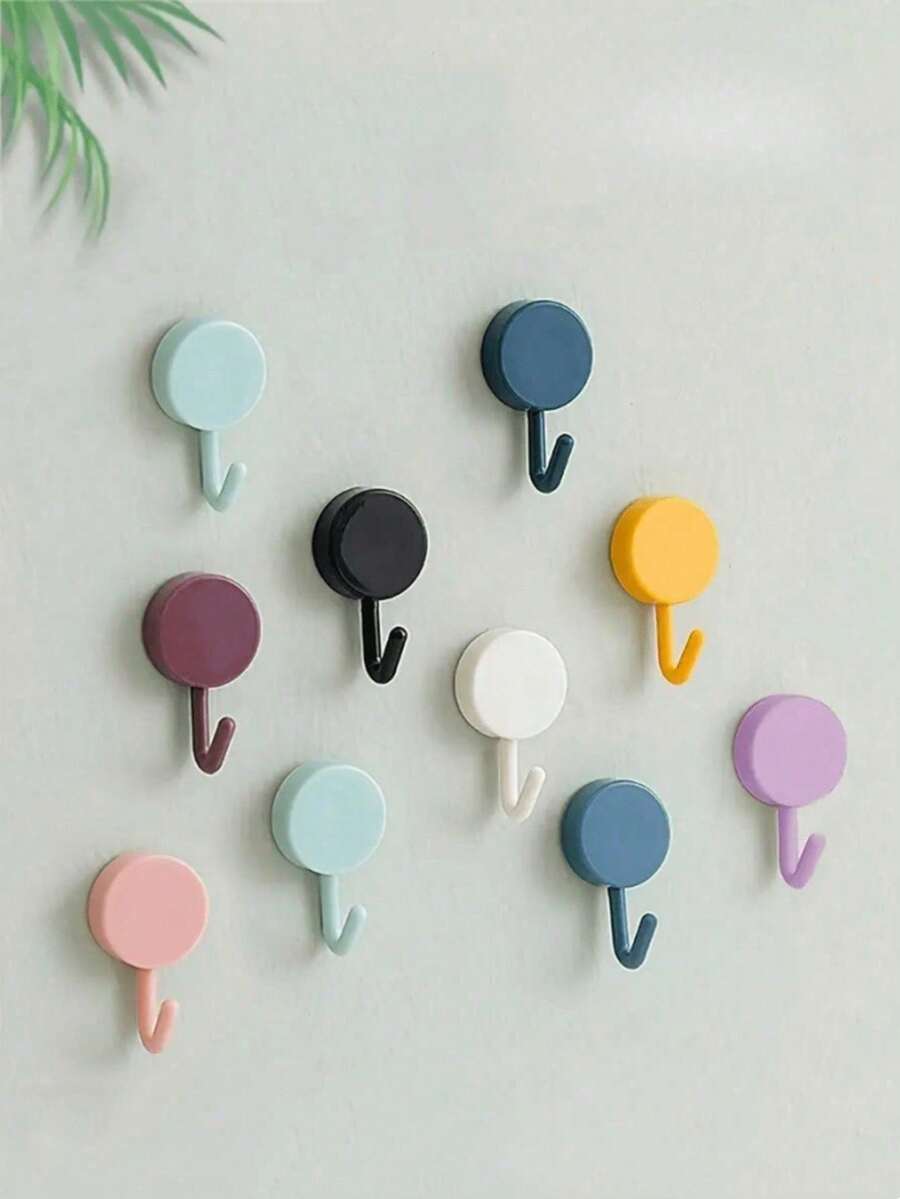 5 piezas Ganchos de pared autoadhesivos, ganchos para llaves, ganchos para abrigos, ganchos para toallas - Diseño minimalista, adecuados para baño, dormitorio, entrada, decoración del hogar, ganchos prácticos para colgar - Fácil de pegar y usar (color aleatorio) - Multicolor - Ver 1