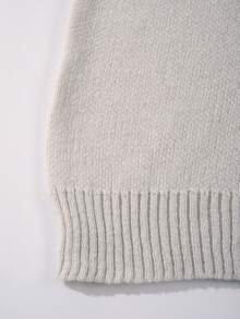 男士休闲宽松纯色套头毛衣，美式街头风，圆领，长袖，百搭，秋冬款 - 淺灰色 - 查看 7