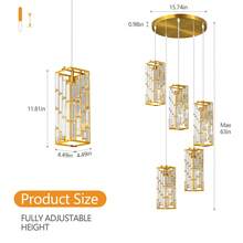 YQYYFC Gold Pendant Lighting Modern Pendant Light, Mini Crystal Chandeliers,Adjustable Pendant Light Fixture For Kitchen Island Dinning Room Bedroom (3 Pack) - 金色 - 查看 13