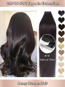 150G Blonde Tape in Hair Extensions 100% Remy Real Human Hair Tape Extensions, Invisible Seamless PU Skin Weft Hair, Remy Straight Double-Sided Tape Adhesive Glue In Extensions, 16-26 Inch, 20PCS/PACK, Ash Blonde Highlighted Bleach Blonde (#P18/613) - Natural Black - Übersicht 1