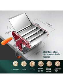 6-Setting Adjustable Thickness Stainless Steel Manual Pasta Maker, Suitable For Spaghetti, Fettuccine, And Lasagna Noodles - Multicolor - View 15