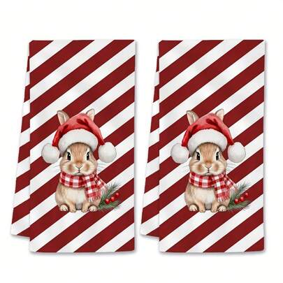 2 piezas Juego de toallas de cocina con tema navideño, regalo navideño, paño de limpieza súper absorbente y suave, toalla de té para cocinar y hornear, toalla de mano, paño de platos, excelente para familia y amigos, mamá, decoración de cocina y hogar