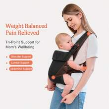 Newborn Carrier, Baby Carrier Newborn To Toddler, Ergonomic Baby Sling With Head Support - màu đen - Xem 2