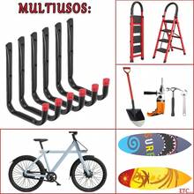 Fishlead 6 Piezas Ganchos de Garaje, Gancho Bicicleta Pared, Ganchos de Almacenamiento de Utilidad, Ganchos en J Negros con Tornillos, para Organizar Herramientas de Jardín, Escaleras, Mangueras