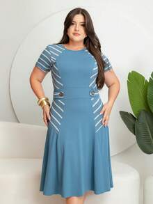 Midi Godet Dress Evangelical Fashion M, G And GG - Màu xanh lam - Xem 2