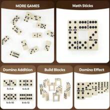 Dominó Clásico Juego de Reyes, ideal para Compartir en familia, Juegos de mesa portàtil,Diversión y Estrategia en Cada Ficha - Blanco y Negro - Ver 4