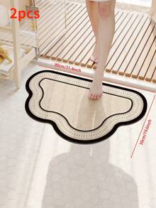 1 Piece Printed Irregular-Shaped Mat, Suitable For Toilet Entrance, Sink Floor, Kitchen, Balcony, Bar Counter, Etc. Diatomaceous Earth Absorbent Cushioned Mat, Washable (Can Be Locally Wiped Clean)