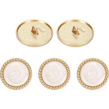 Metal Vintage Gold Button 25 Rounetal Sewing Button Alloy Shank Replacement For Women's Suit Woolen Coat Shirt Dress Sewing White Pack Of 5,25526606 - 黑與白 - 查看 1