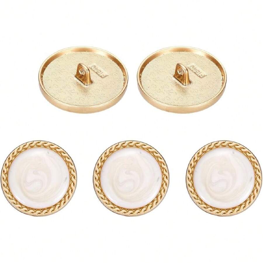 Metal Vintage Gold Button 25 Rounetal Sewing Button Alloy Shank Replacement For Women's Suit Woolen Coat Shirt Dress Sewing White Pack Of 5,25526606 - 黑與白 - 查看 1